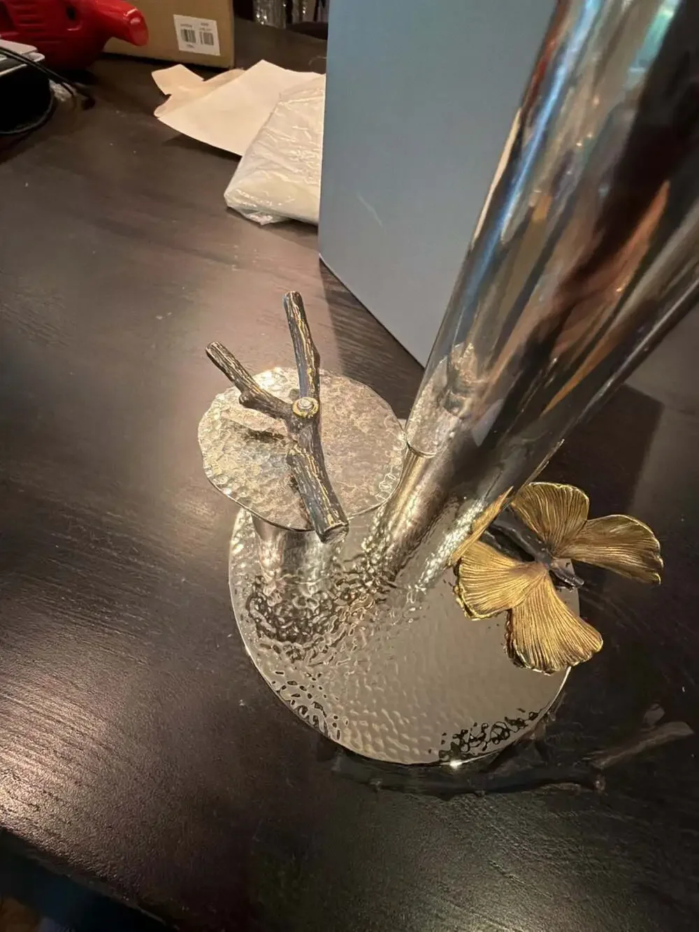 Michael Aram Ginkgo Paper Towel Holder as is butterfly needs to be reattached